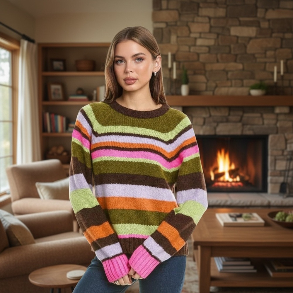 Velvet‎ by Graham & Spencer Women’s Nessie Alpaca Blend Multi Striped Sweater